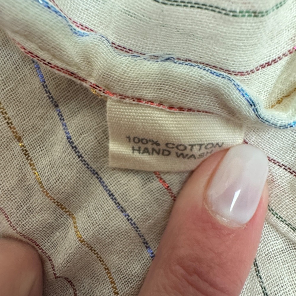 Matta Sabina Rainbow Ivory Midi Dress Multicolor Metallic Striped Cotton Small - Picture 5 of 13